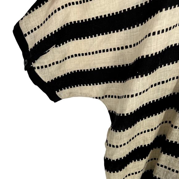 Worth Striped Dolman Sleeve Relaxed Fit Tunic Top Black/Tan Linen size Large - Picture 9 of 11
